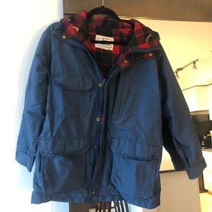 Woolrich blue jacket wool red checker lining